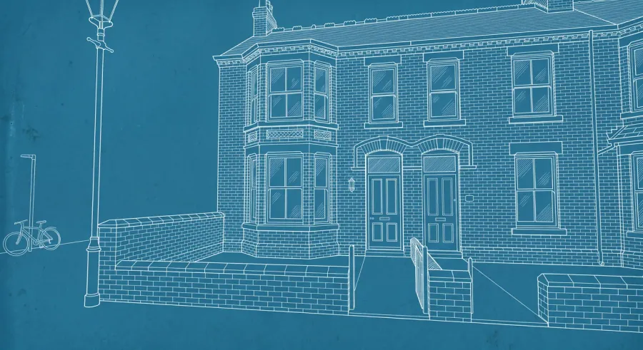 The same house as a Blueprint illustration