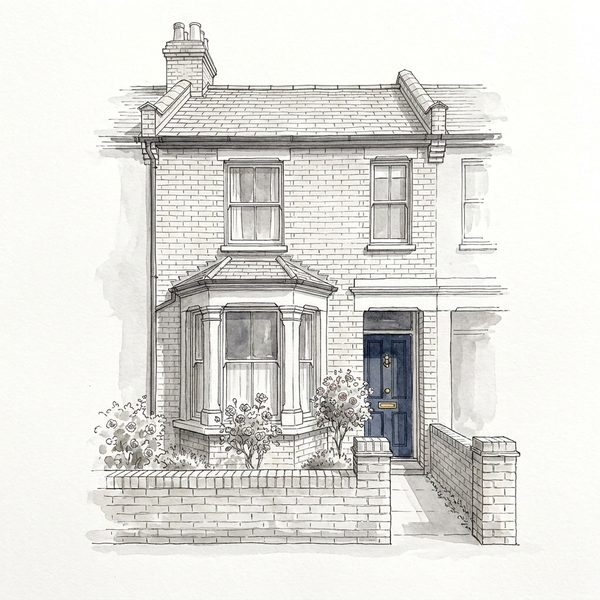House photo as a bold ink illustration