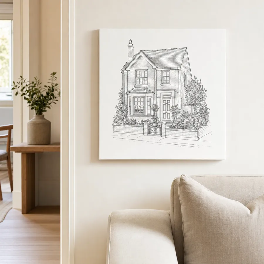 Custom House Illustration Canvas