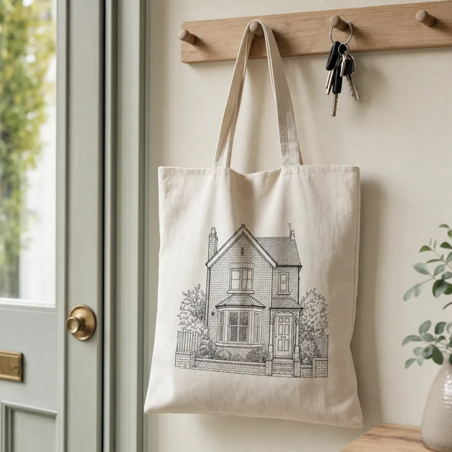House Illustration Tote Bag